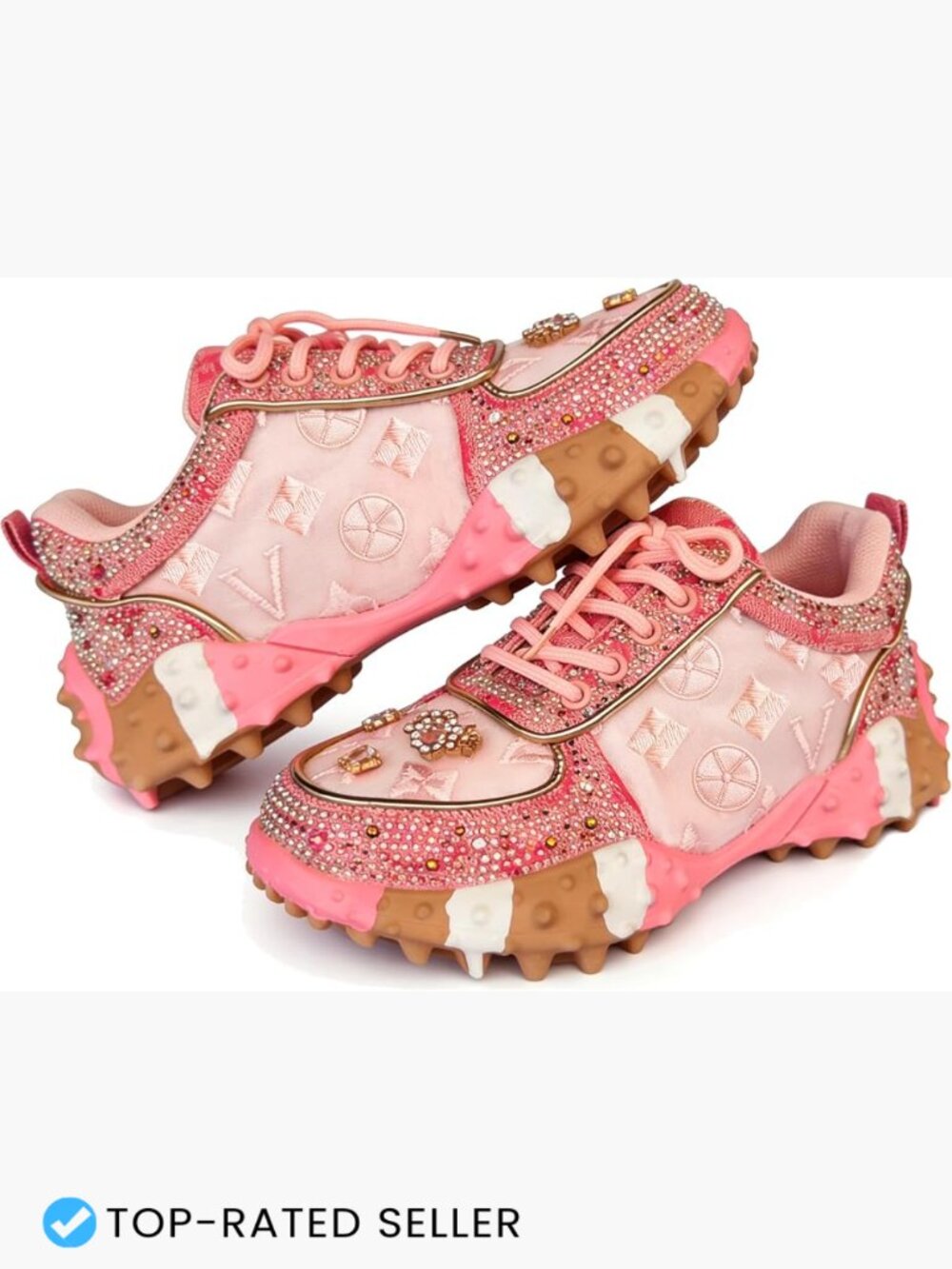 Sparkly Bling Platform Sneakers Casual Walking Shoes Women's Chic